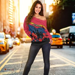 Adelaide Crows Anzac Day Women Off Shoulder Sweater Indigenous Art