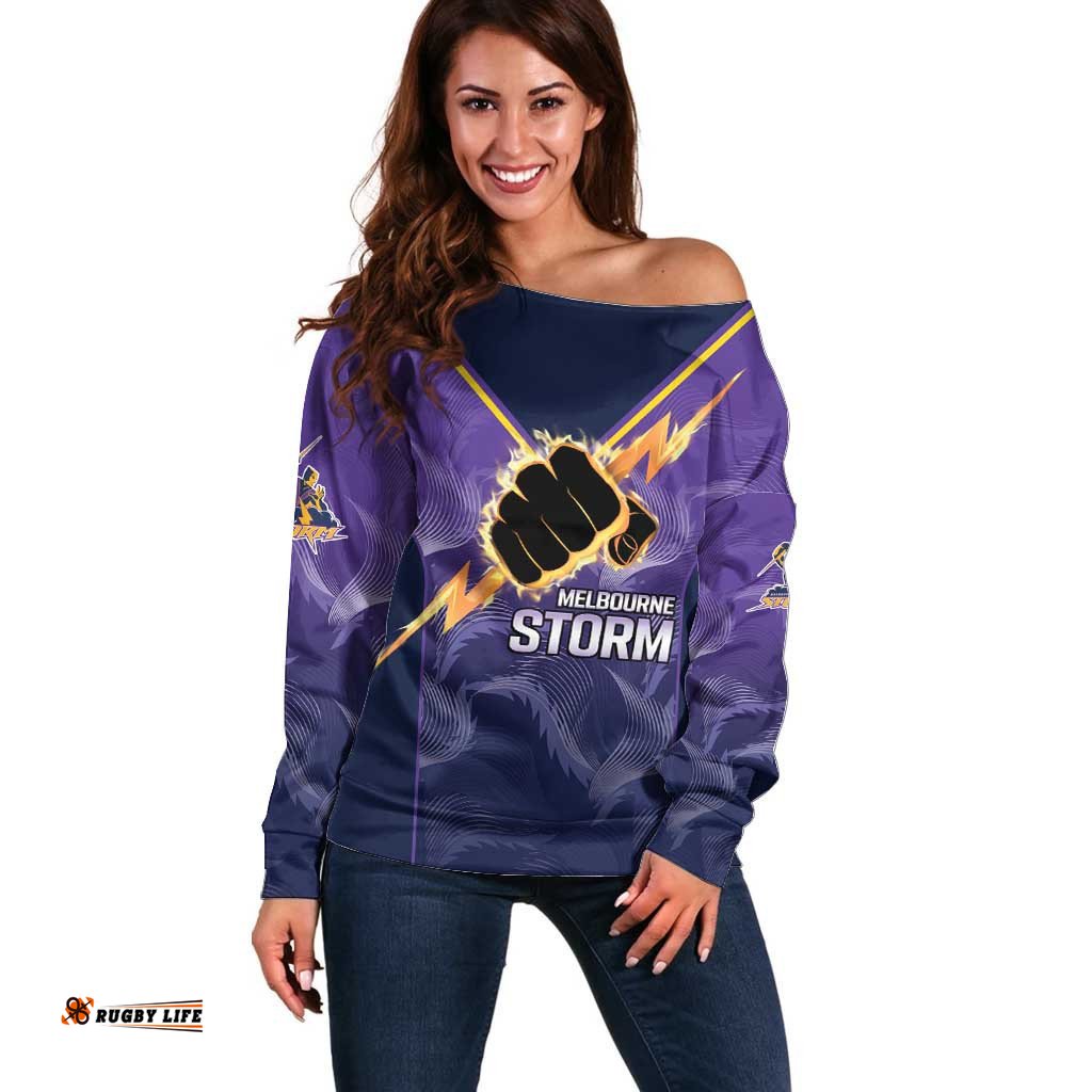 NRL Storm Custom Off Shoulder Sweater Minimalism Style
