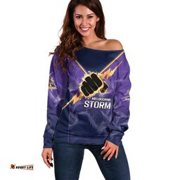 NRL Storm Custom Off Shoulder Sweater Minimalism Style