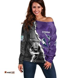 Personalised Storm And Warriors Rugby Off Shoulder Sweater Sporty Style