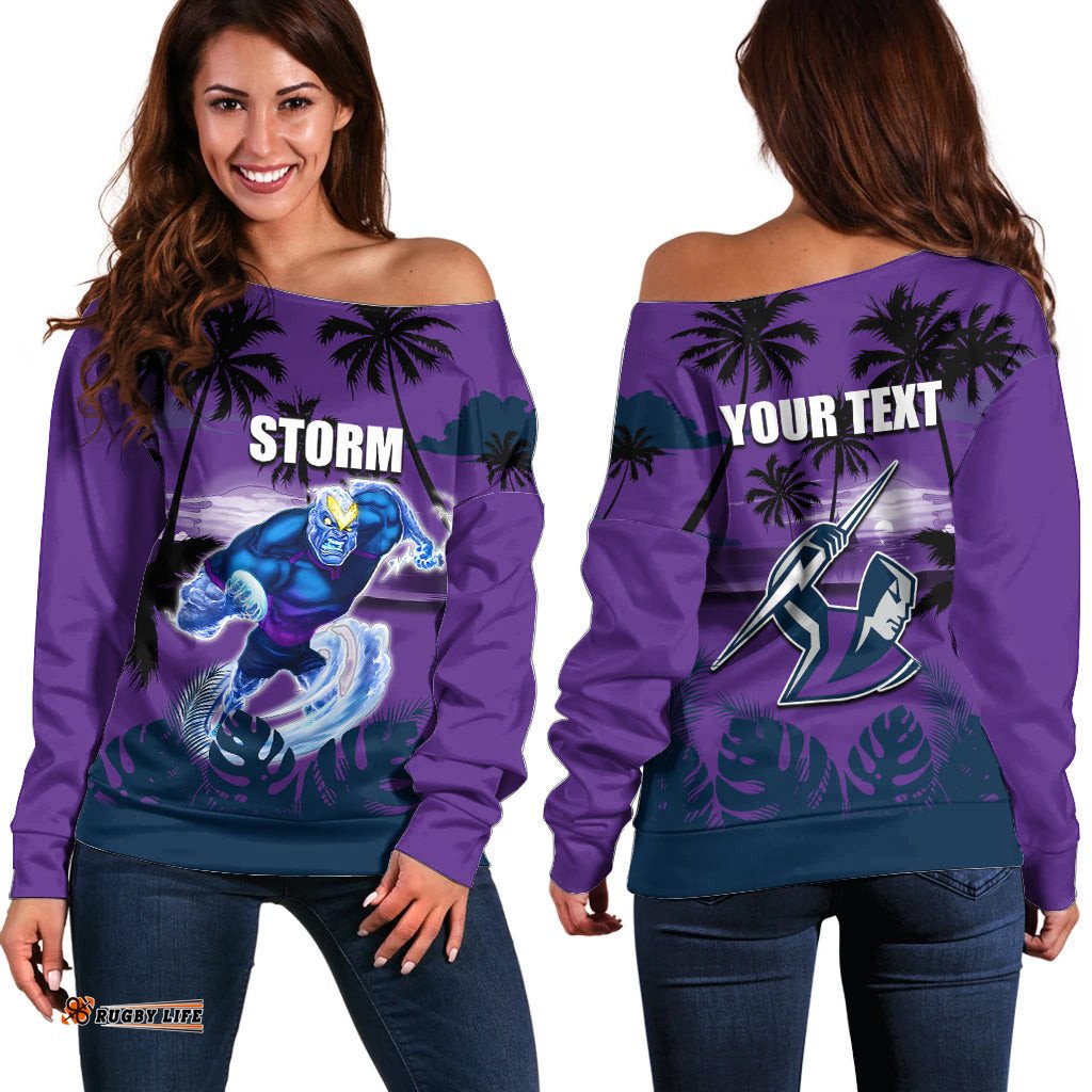 NRL Storm Off Shoulder Sweater Summer Vibe Style