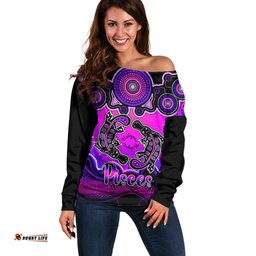 Personalised Australia Pisces Platypus Zodiac Off Shoulder Sweater Auz Astrology Aboriginal Magenta