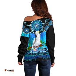 Personalised Australia Libra Cockatoo Zodiac Off Shoulder Sweater Auz Astrology Aboriginal Aqua