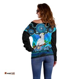 Personalised Australia Libra Cockatoo Zodiac Off Shoulder Sweater Auz Astrology Aboriginal Aqua