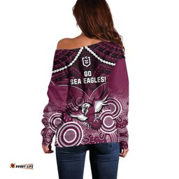 Sea Eagles Rugby Off Shoulder Sweater Aboriginal Mix Polynesian Pattern