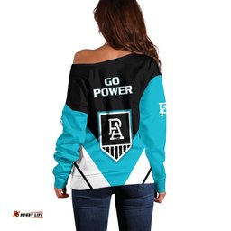 Port Adelaide Football Off Shoulder Sweater Go Power Sporty Style