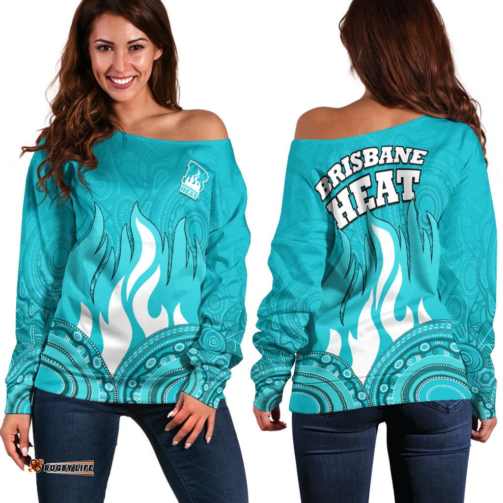 Brisbane Heat Indigenous Aboriginal Arts Women Off Shoulder Sweater