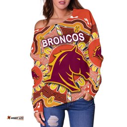 Brisbane Women Off Shoulder Sweater Broncos Indigenous Warm Vibes