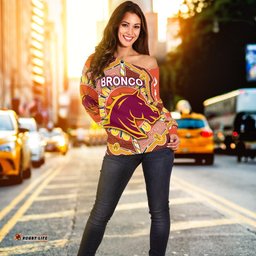 Brisbane Women Off Shoulder Sweater Broncos Indigenous Warm Vibes