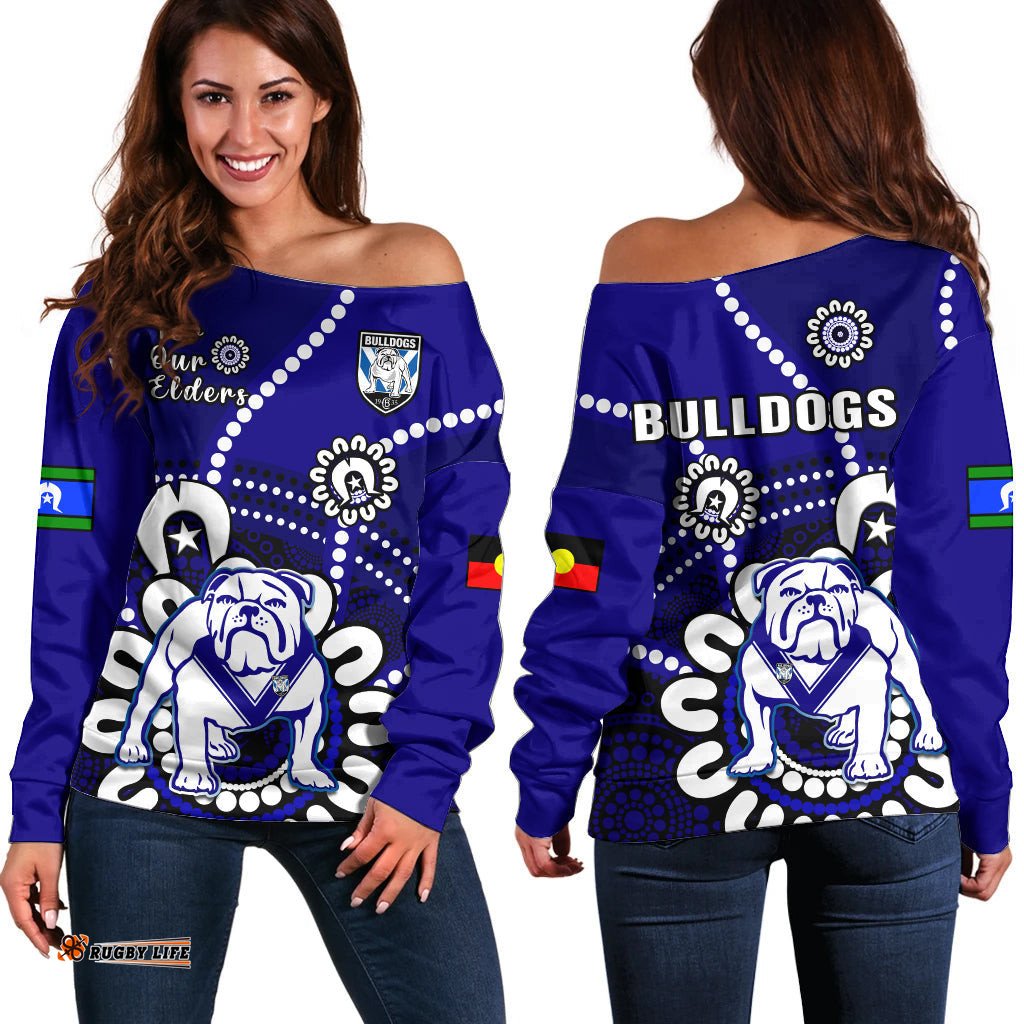 Bulldogs Rugby NAIDOC Off Shoulder Sweater For Our Elders Aboriginal