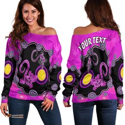 Custom Personalised Aboriginal Lizard Off Shoulder Sweater Attracted Australia Version Purple