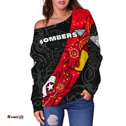 Bombers Naidoc Week Women's Off Shoulder Sweater Essendon Ingenious 07