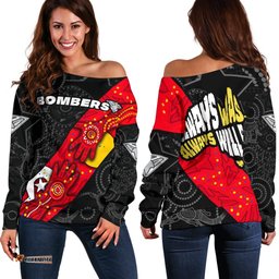 Bombers Naidoc Week Women's Off Shoulder Sweater Essendon Ingenious 07