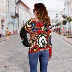 Custom Personalised Australia NAIDOC Week Off Shoulder Sweater For Our Elders Aborigines and Islanders Flag