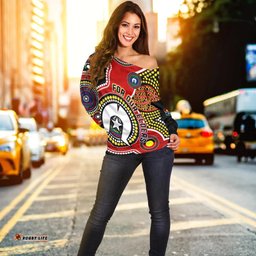 Custom Personalised Australia NAIDOC Week Off Shoulder Sweater For Our Elders Aborigines and Islanders Flag