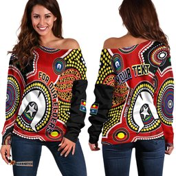 Custom Personalised Australia NAIDOC Week Off Shoulder Sweater For Our Elders Aborigines and Islanders Flag