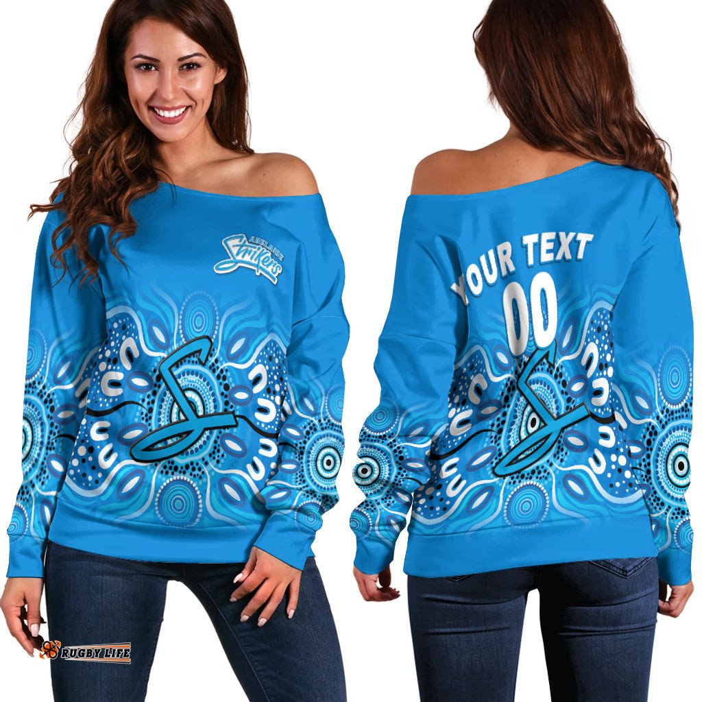 Custom Personalised Adelaide Strikers Aboriginal Cricket Women Off Shoulder Sweater