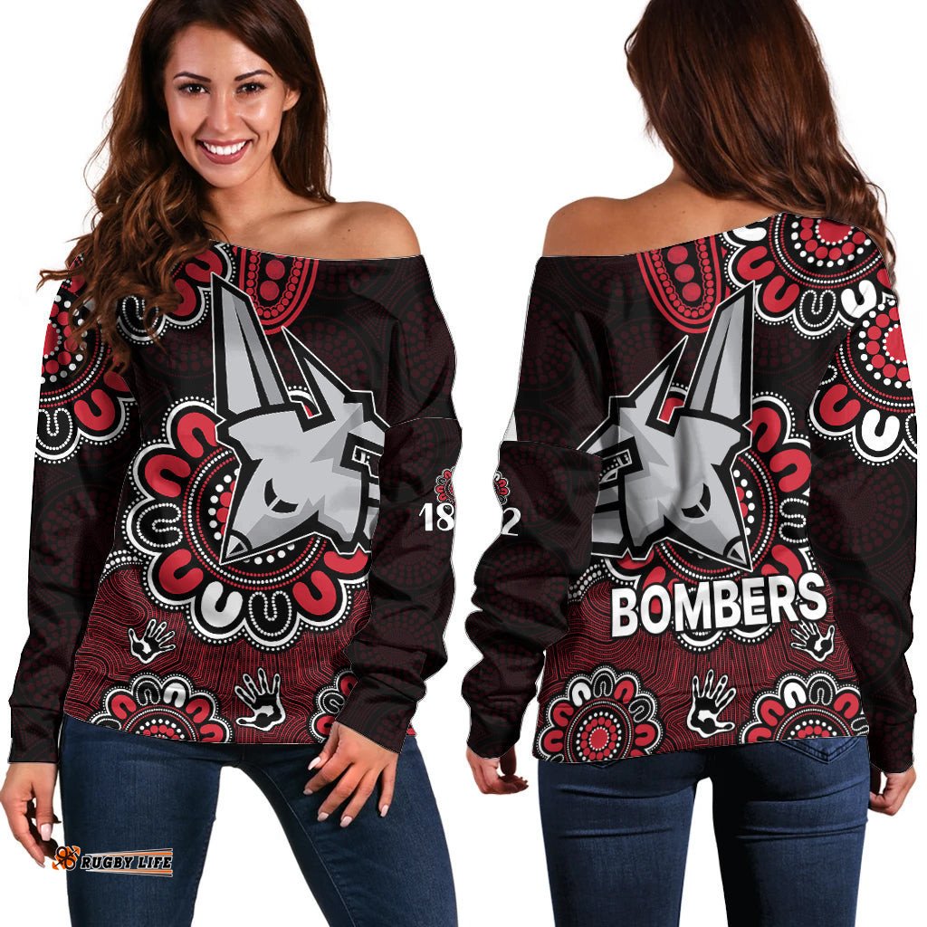 AFL Essendon Bombers 1872 Aboriginal Off Shoulder Sweater