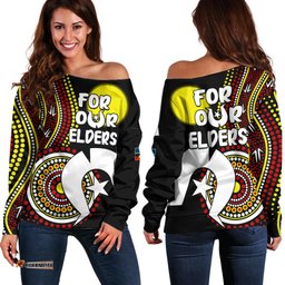 NAIDOC Week Off Shoulder Sweater For Our Elders Artsy Style 01