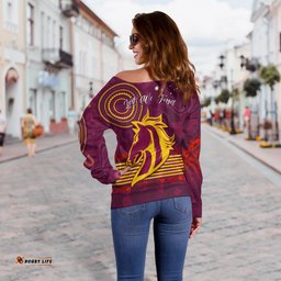 Broncos Anzac Day Women Off Shoulder Sweater Aboriginal Lest We Forget Ver.01