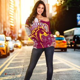 Broncos Indigenous Off Shoulder Sweater Brisbane Strong