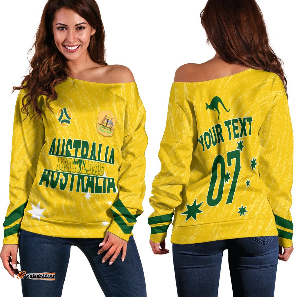 Australia Soccer Off Shoulder Sweater World Cup Matildas Sporty Vibes