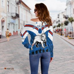 Bulldogs Anzac Day Women Off Shoulder Sweater Simple Lest We Forget