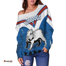 Bulldogs Anzac Day Women Off Shoulder Sweater Simple Lest We Forget