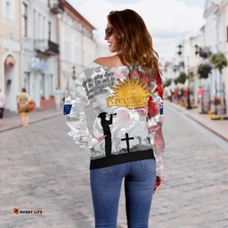 Anzac Women's Off Shoulder Sweater We Will Remember Them