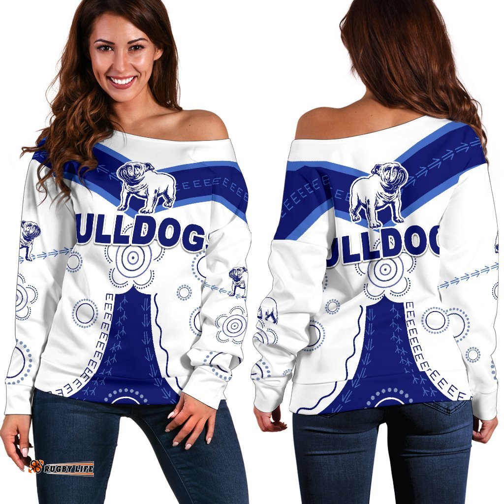 Canterbury Bankstown Bulldogs Women's Off Shoulder Sweater Simple Indigenous