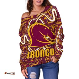 Broncos Rugby Women's Off Shoulder Sweater Indigenous
