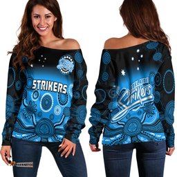 Adelaide Strikers Off Shoulder Sweater Gradient Aboriginal Dot Painting