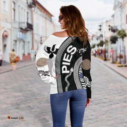 Collingwood Women Off Shoulder Sweater Pies Unique Indigenous