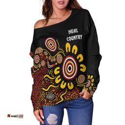 Australia Naidoc Week Women's Off Shoulder Sweater Naidoc Week Heal Country