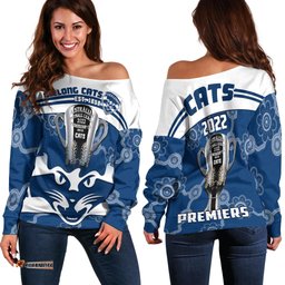 Cats Football Off Shoulder Sweater Geelong Premiers Aboriginal