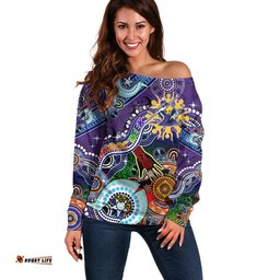 Personalised Storm NAIDOC Week 2024 Off Shoulder Sweater Australia Aboriginal Dot Painting