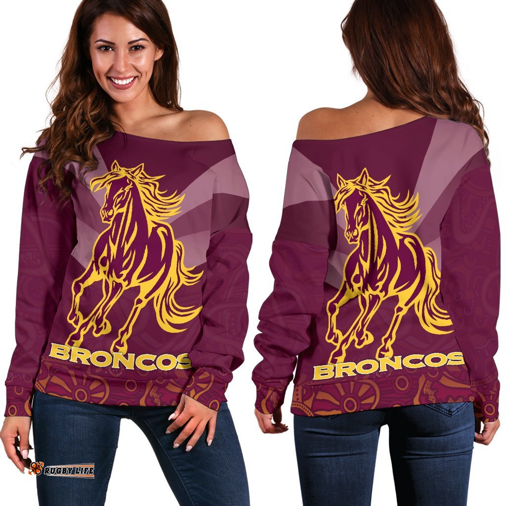 Brisbane Broncos Indigenous Women Off Shoulder Sweater