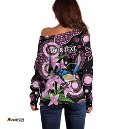Personalised Australia Boronia And Malurus Cyaneus Off Shoulder Sweater Aboriginal Art