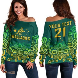 Custom Personalised Australia Rugby Wallabies Women Off Shoulder Sweater