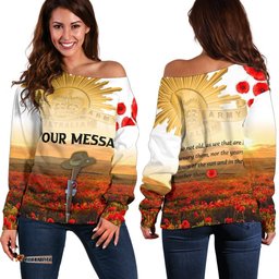 Custom Anzac Day Women's Off Shoulder Sweater We Will Remember Them