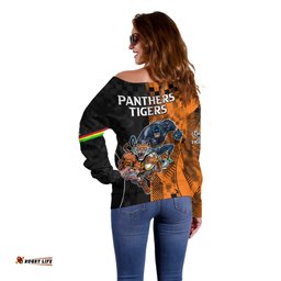 NRL Tigers Combine Panthers Rugby Off Shoulder Sweater Sporty Style
