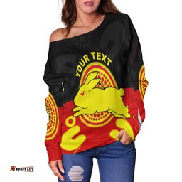 Custom Personalised Rabbitohs Indigenous Off Shoulder Sweater Style Aboriginal Flag