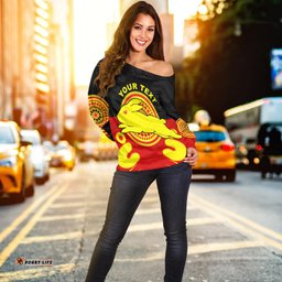 Custom Personalised Rabbitohs Indigenous Off Shoulder Sweater Style Aboriginal Flag