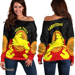 Custom Personalised Rabbitohs Indigenous Off Shoulder Sweater Style Aboriginal Flag