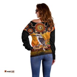 Personalised Australia Sagittarius Kookaburra Zodiac Off Shoulder Sweater Auz Astrology Aboriginal Red