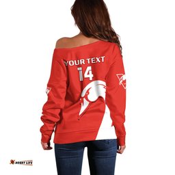 Personalised Sydney Swans Football Off Shoulder Sweater Go Swannies Sporty Style