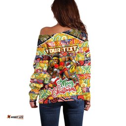 Custom Suns Football Merry Christmas Off Shoulder Sweater Indigenous Australian Art