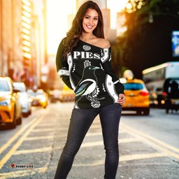 Collingwood Women Off Shoulder Sweater Pies Indigenous Black