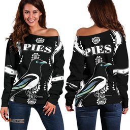 Collingwood Women Off Shoulder Sweater Pies Indigenous Black