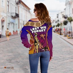 Brisbane Women's Off Shoulder Sweater Lions Anzac Day Gradients Style